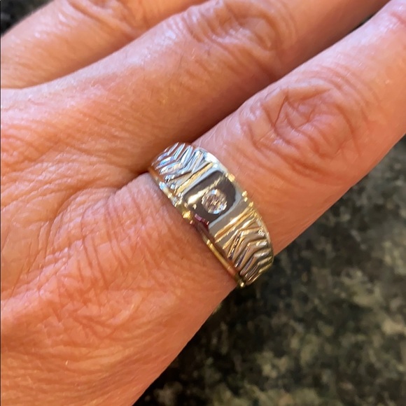 8mm Mens Engagement Ring 14k White Yellow Gold - Picture 4 of 10